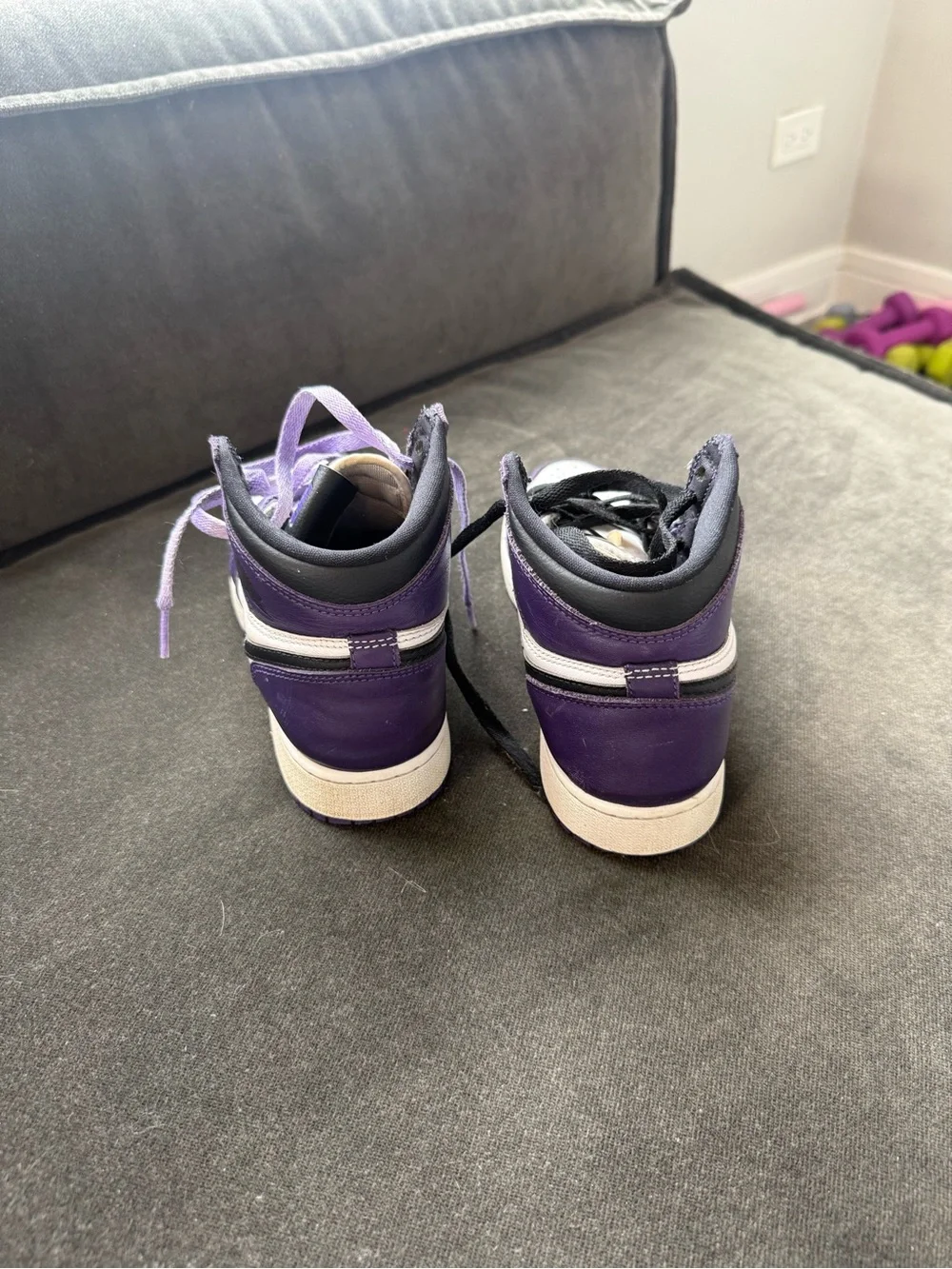 Nike Kids High-Top Sneakers in Purple, White and Black